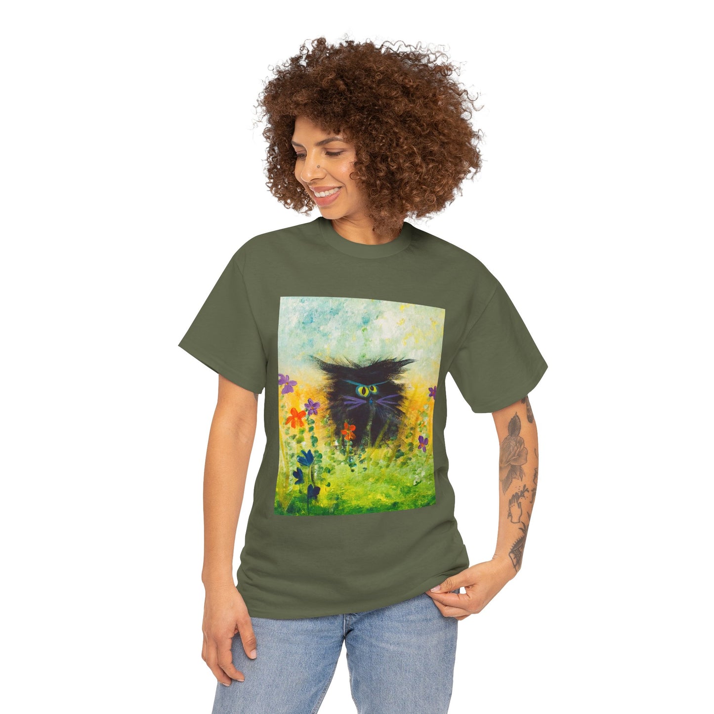 Black Cranky Cat T-Shirt! Free Shipping