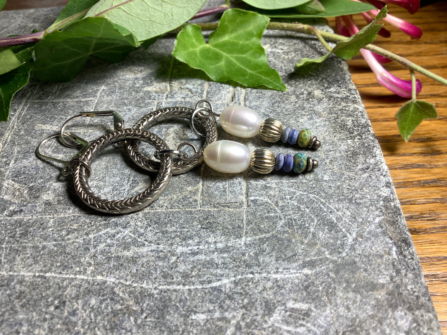 Dangly Pearl & Sterling Earrings