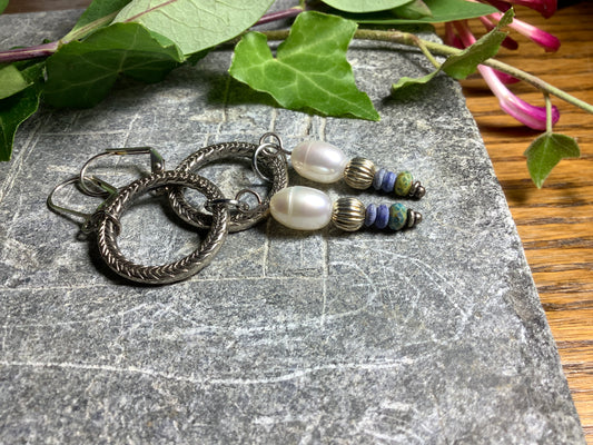 Dangly Pearl & Sterling Earrings