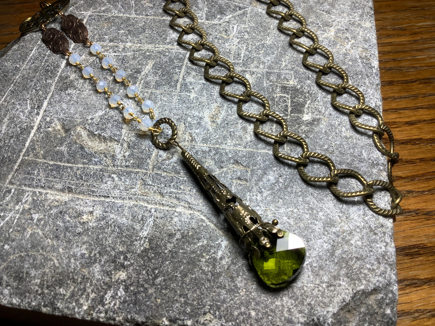 Swamp Green Crystal, Just For You — Necklace