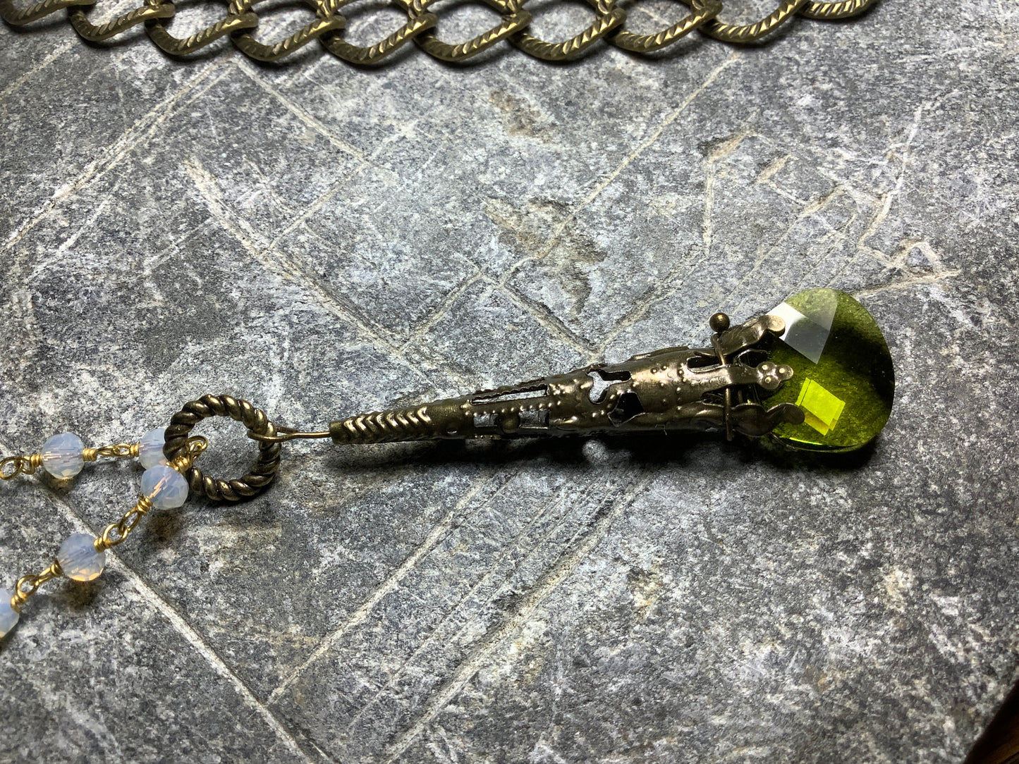 Swamp Green Crystal, Just For You — Necklace