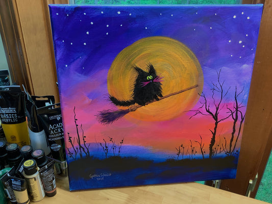 WHEEEEEE!!! CarbonCat Heads South - Original Painting