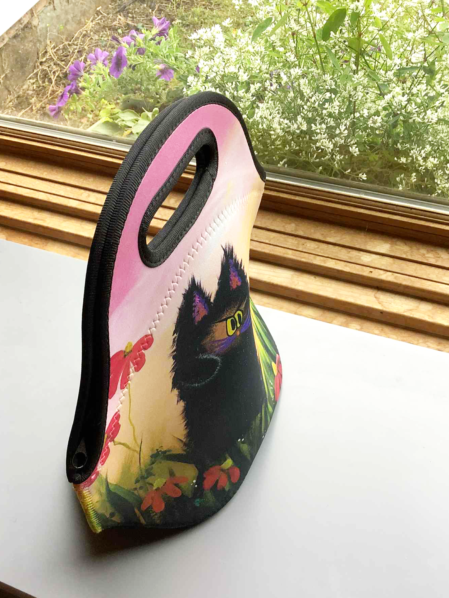 Gotcha! Black Kitty and Dragonfly — Insulated Lunch Bag