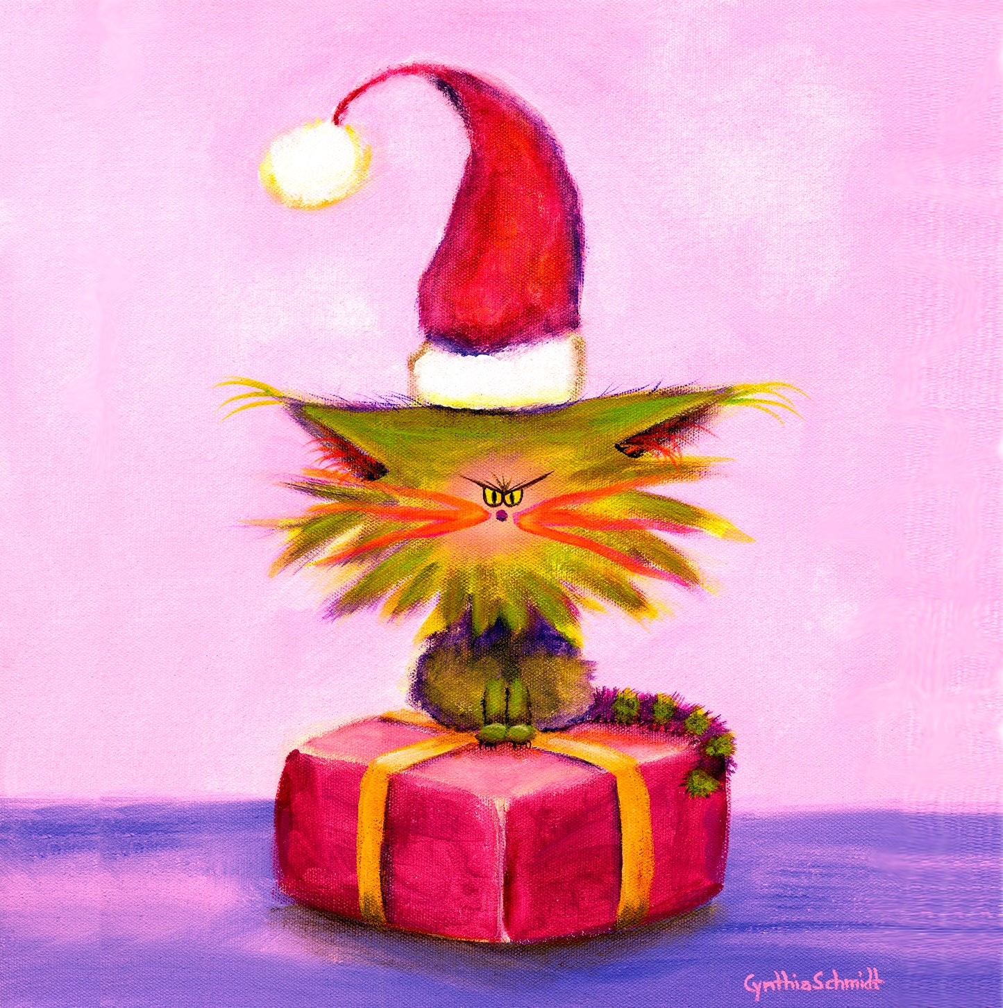 Christmas Cranky with Santa Hat - Ceramic Tile