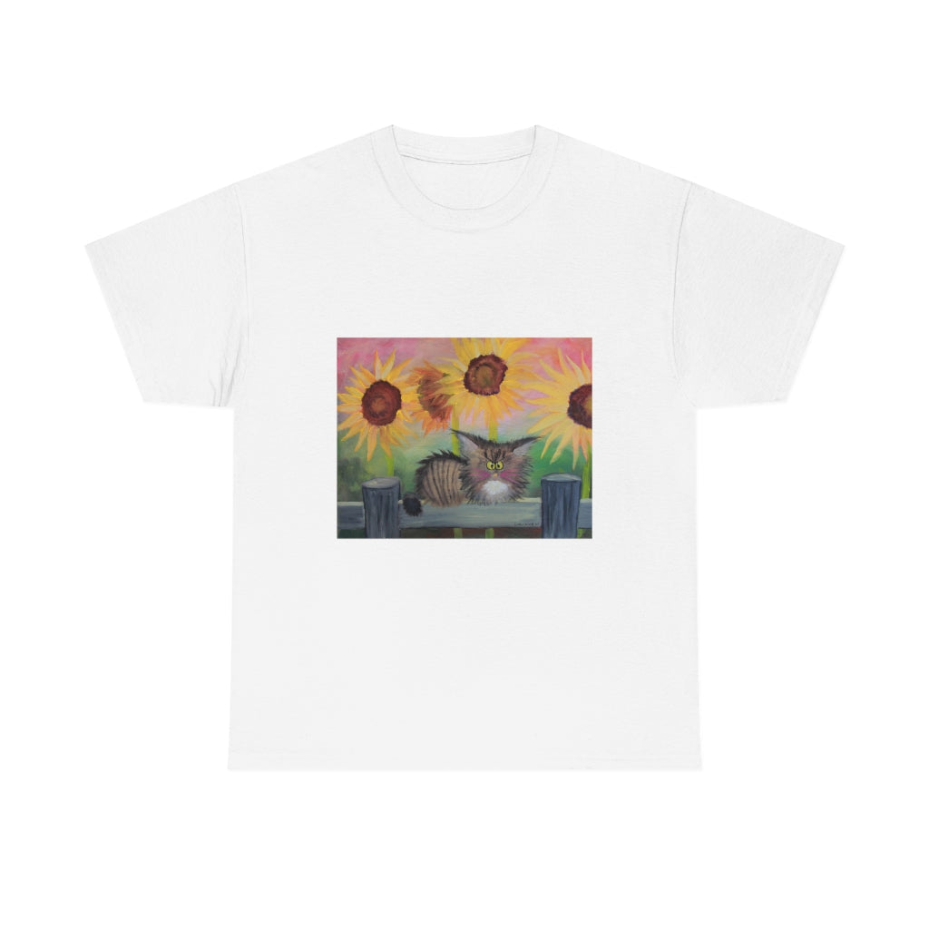 Stella with Sunflowers Cranky Cat T-Shirt! Free Shipping