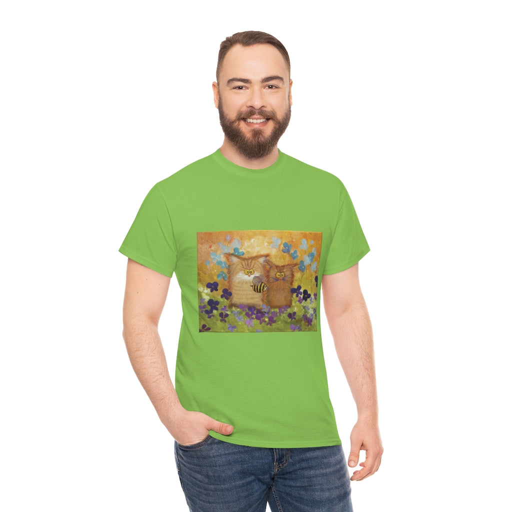 2 Orange Cranky Cats and BEE - T-Shirt! Free Shipping