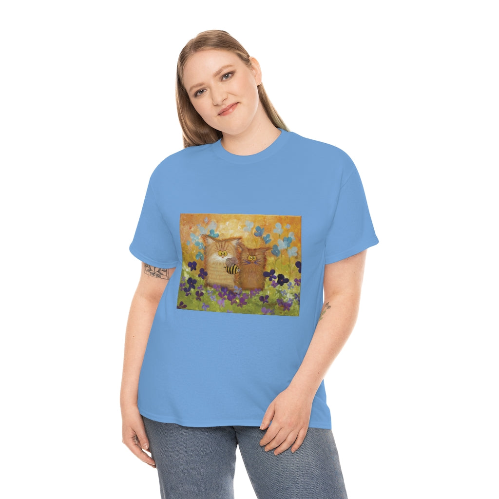 2 Orange Cranky Cats and BEE - T-Shirt! Free Shipping