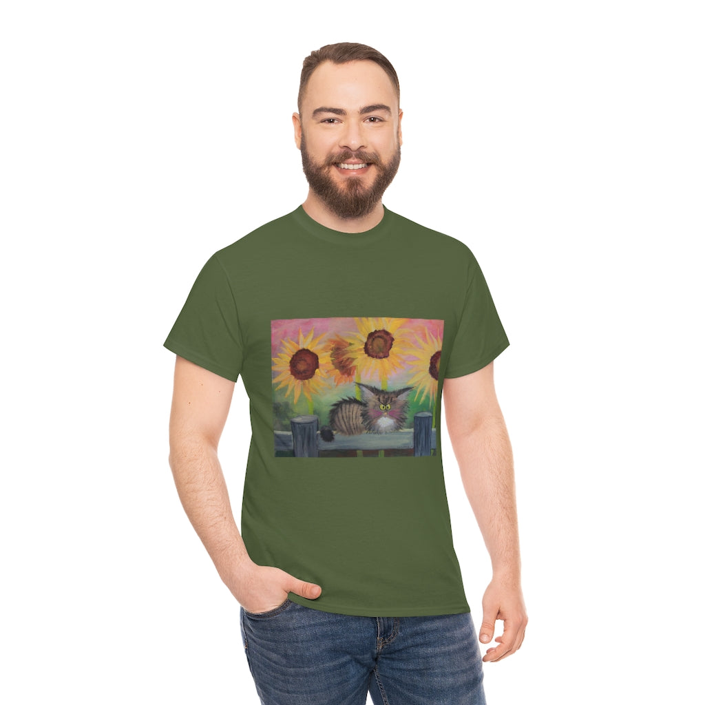 Stella with Sunflowers Cranky Cat T-Shirt! Free Shipping