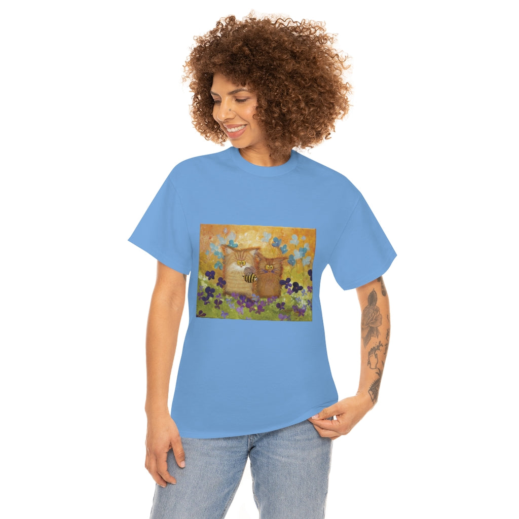 2 Orange Cranky Cats and BEE - T-Shirt! Free Shipping