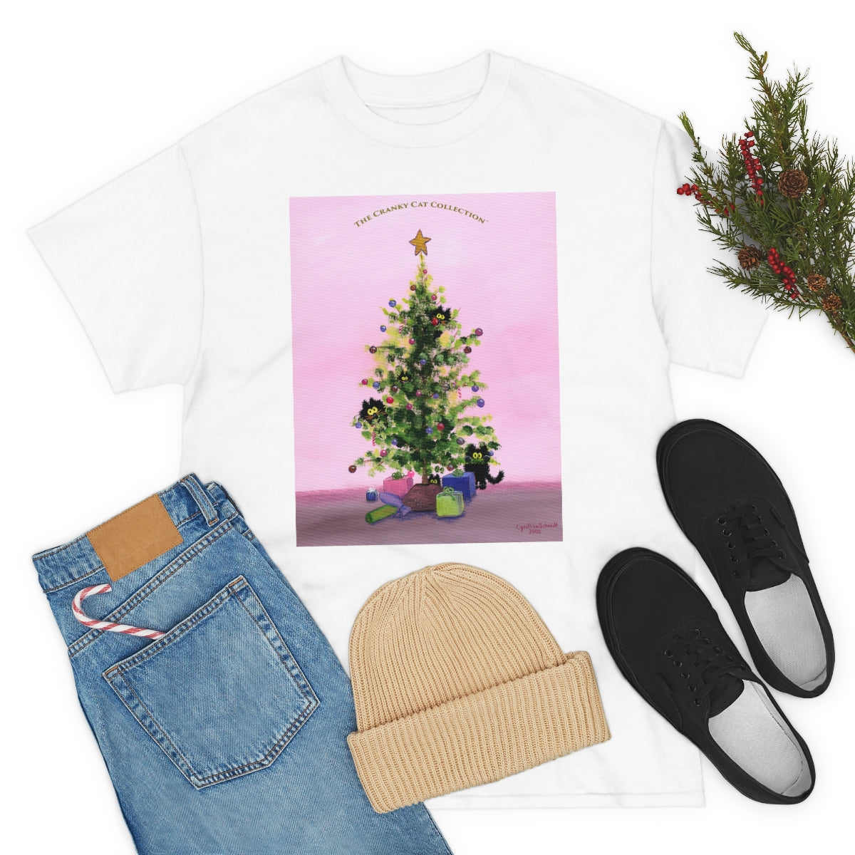 Cranky Cats In Your Christmas Tree - T-Shirt!  Free Shipping