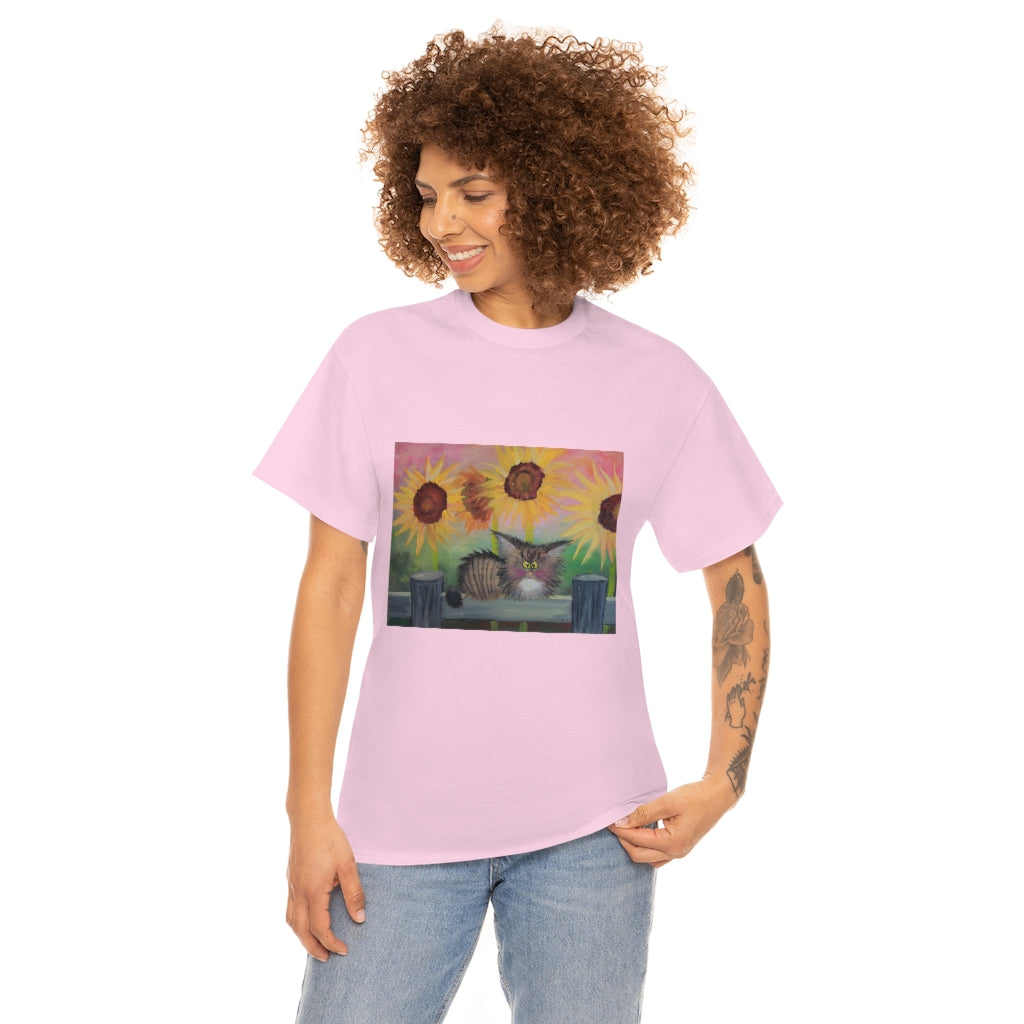 Stella with Sunflowers Cranky Cat T-Shirt! Free Shipping