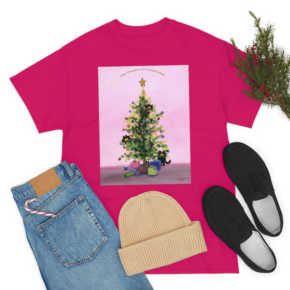 Cranky Cats In Your Christmas Tree - T-Shirt!  Free Shipping