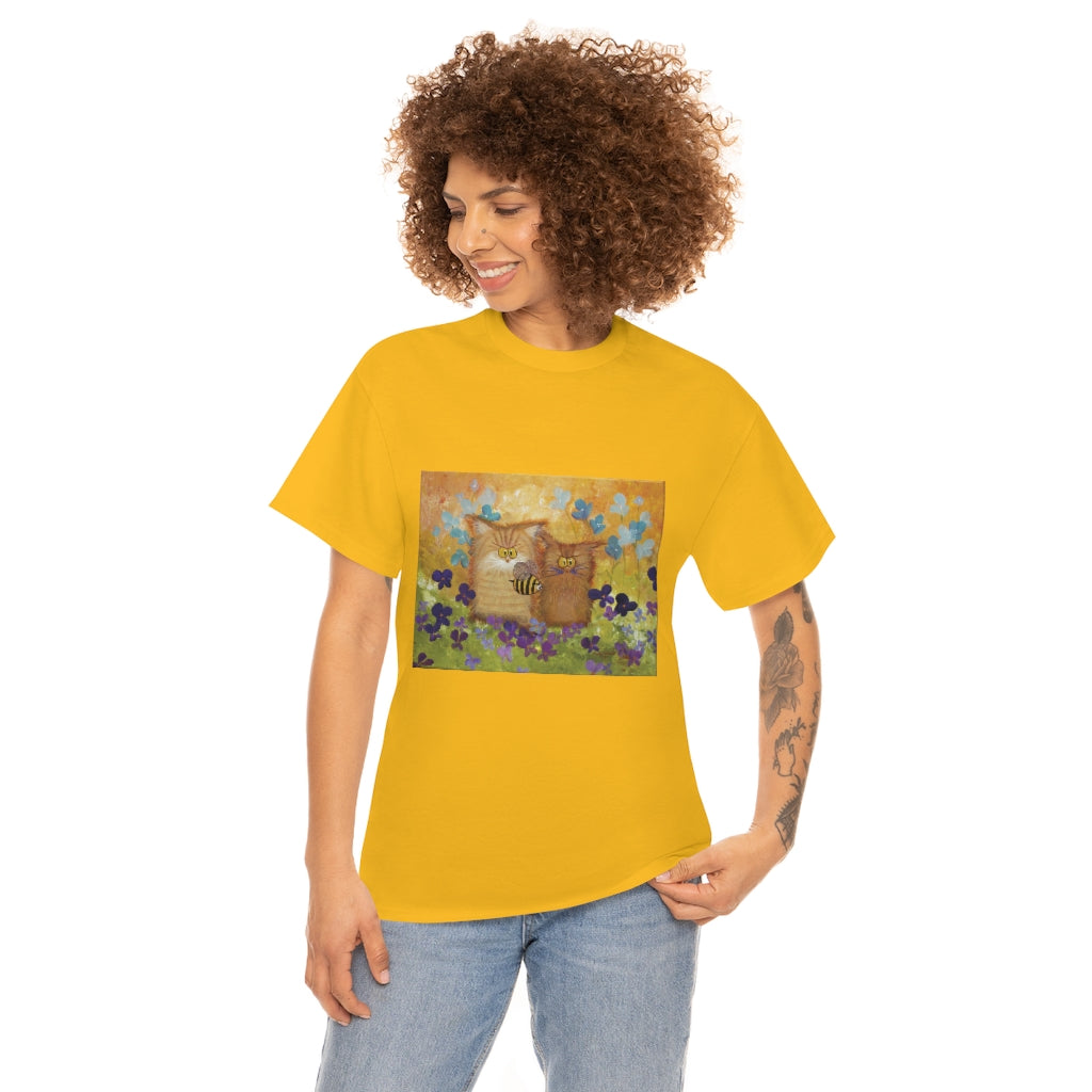 2 Orange Cranky Cats and BEE - T-Shirt! Free Shipping
