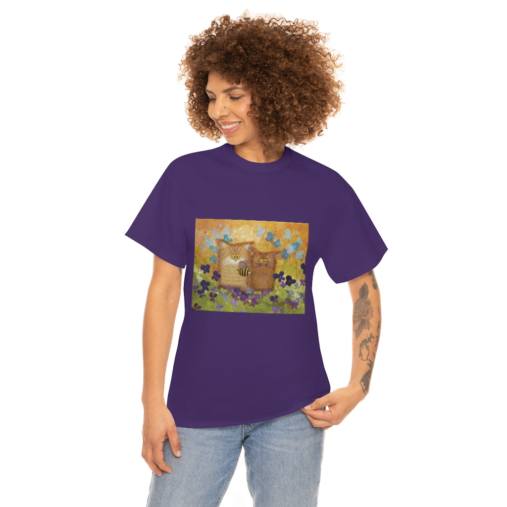 2 Orange Cranky Cats and BEE - T-Shirt! Free Shipping