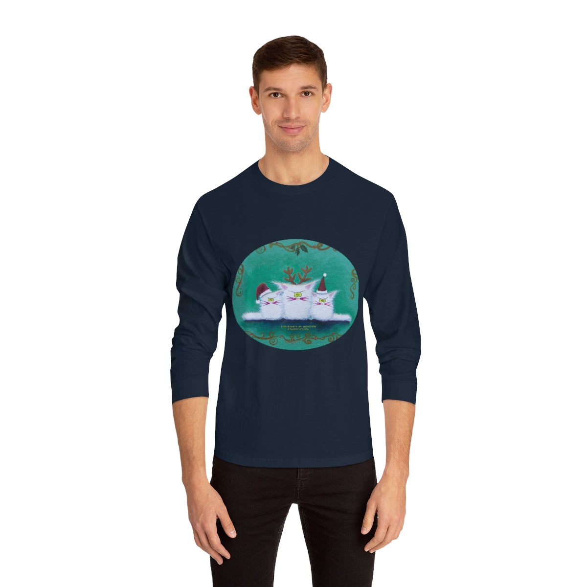 Christmas Cranky Cat Long Sleeve T-Shirt - Free Shipping!