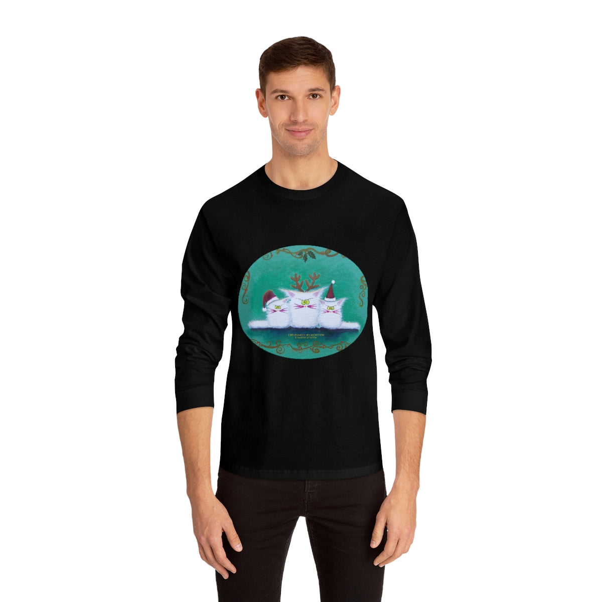 Christmas Cranky Cat Long Sleeve T-Shirt - Free Shipping!