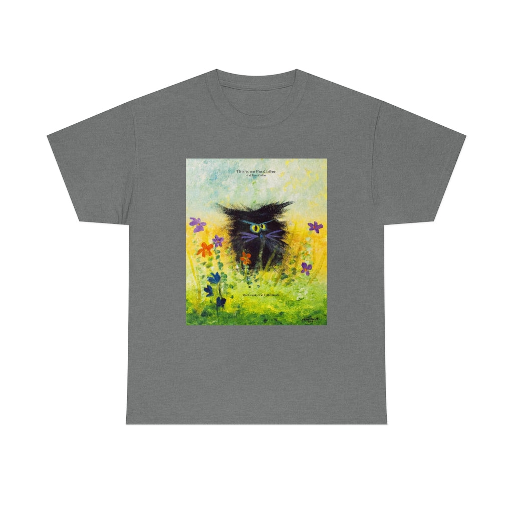 Coffee Black Cranky Cat T-Shirt!  Free Shipping