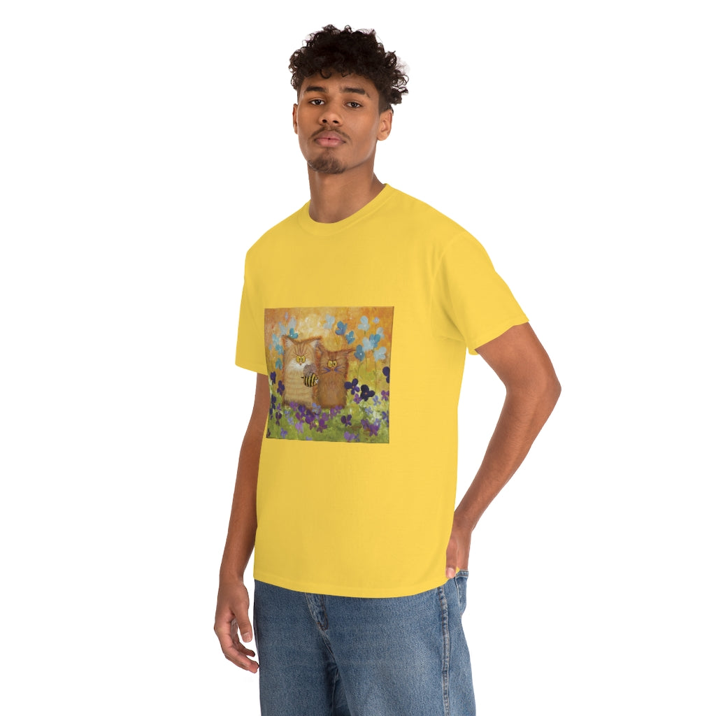 2 Orange Cranky Cats and BEE - T-Shirt! Free Shipping