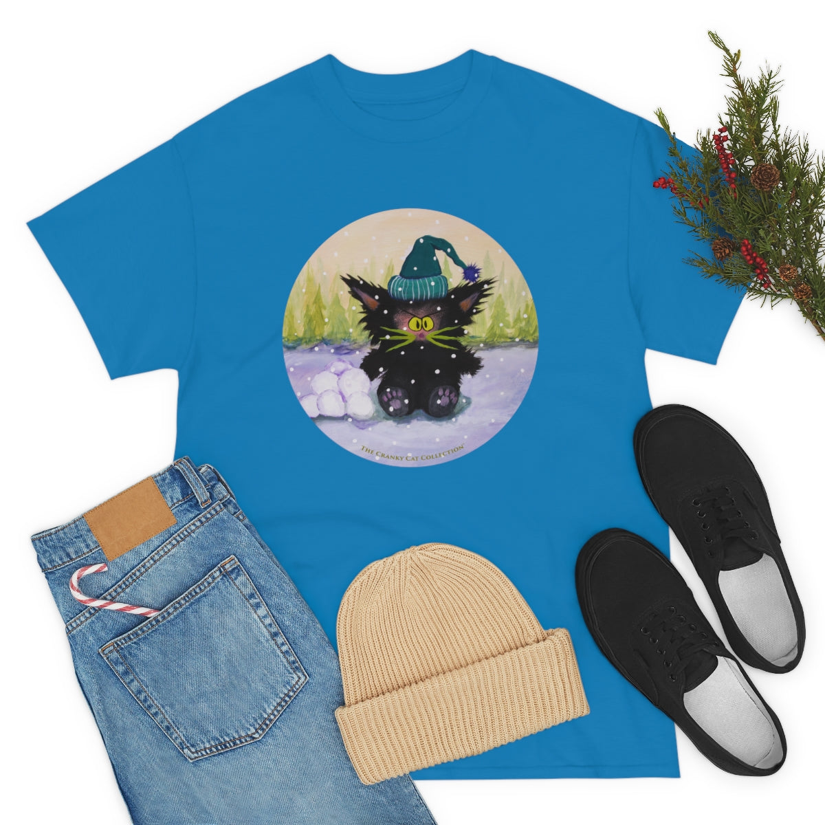 Cranky Cat WInter-Themed T-Shirt - Free Shipping!