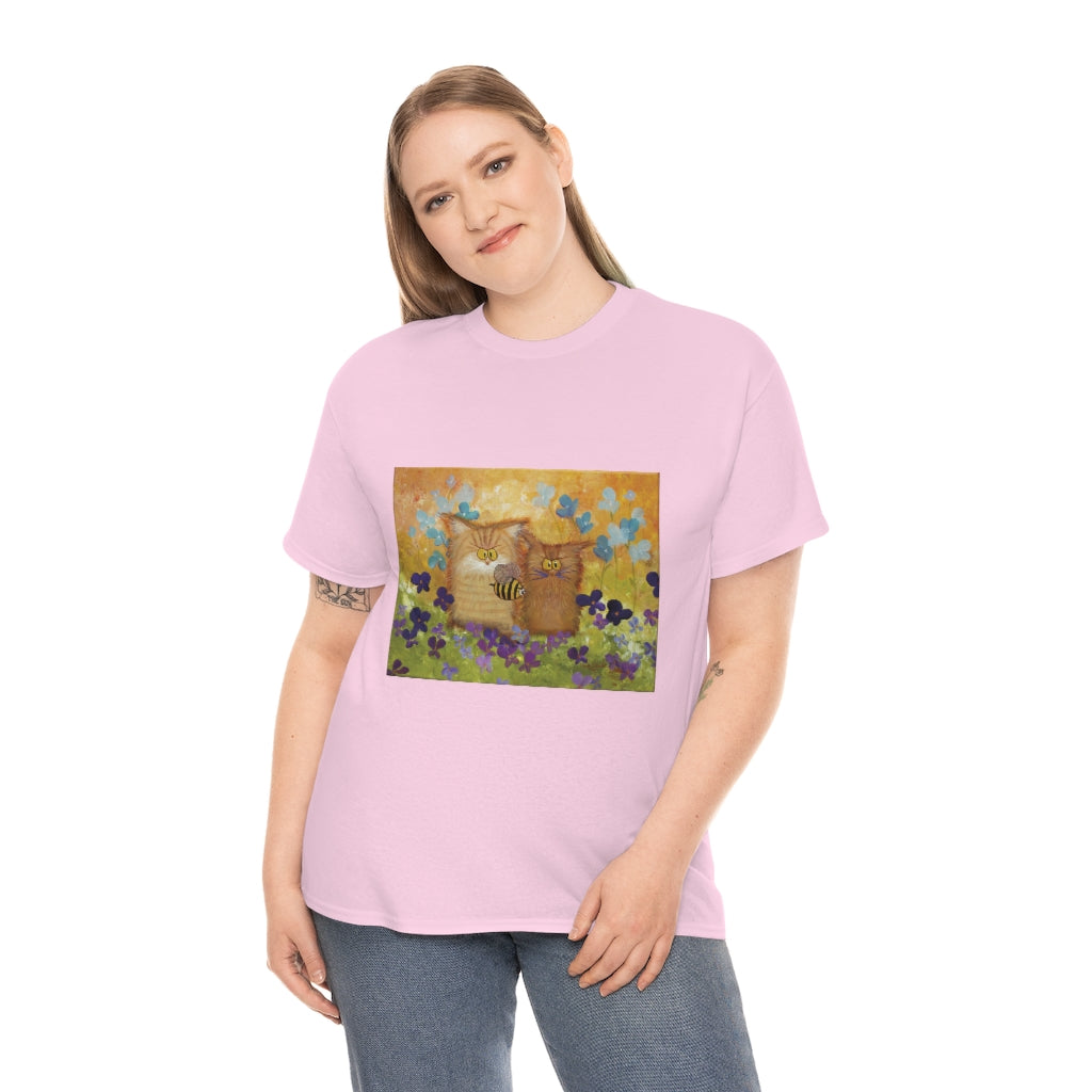 2 Orange Cranky Cats and BEE - T-Shirt! Free Shipping