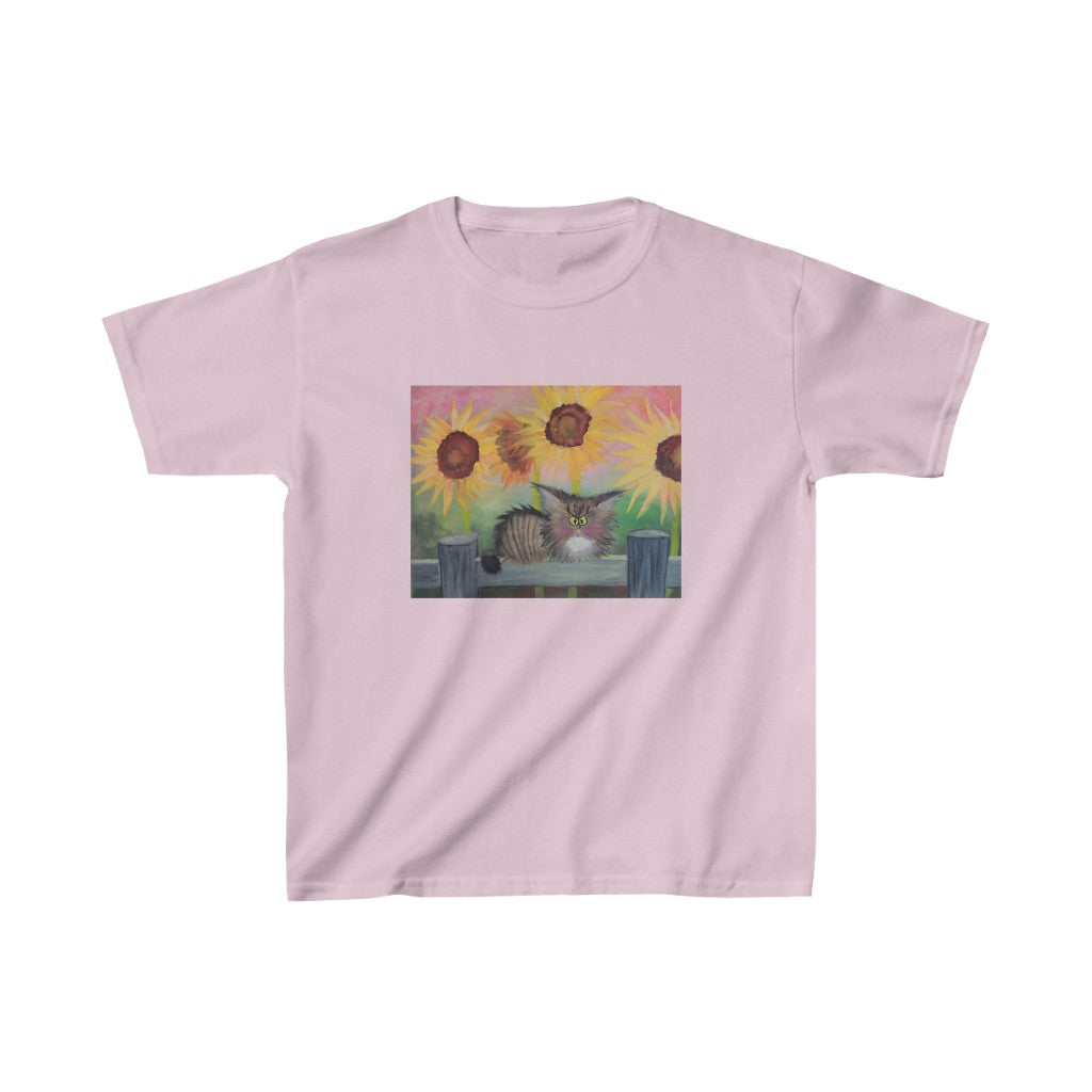 Kids' Stella with Sunflowers Cranky Cat T-Shirt! Free Shipping