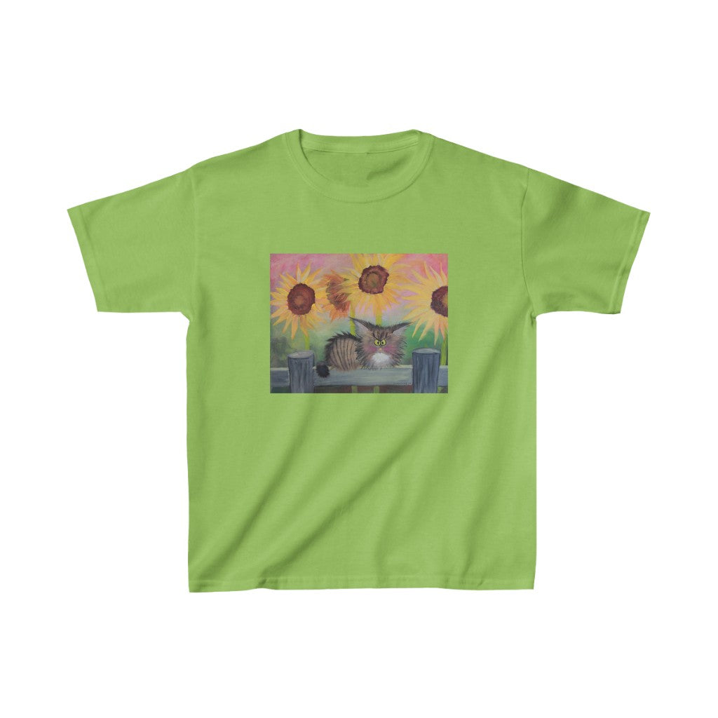 Kids' Stella with Sunflowers Cranky Cat T-Shirt! Free Shipping