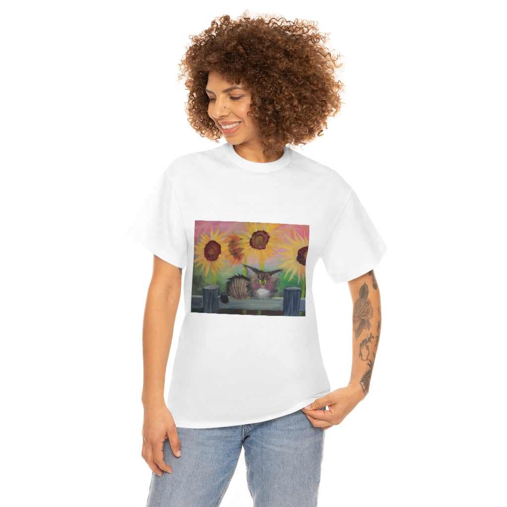 Stella with Sunflowers Cranky Cat T-Shirt!  Free Shipping