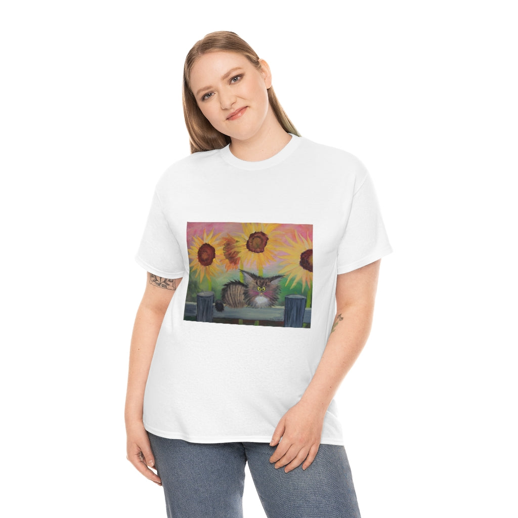 Stella with Sunflowers Cranky Cat T-Shirt! Free Shipping