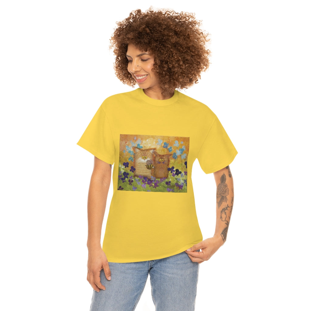2 Orange Cranky Cats and BEE - T-Shirt! Free Shipping