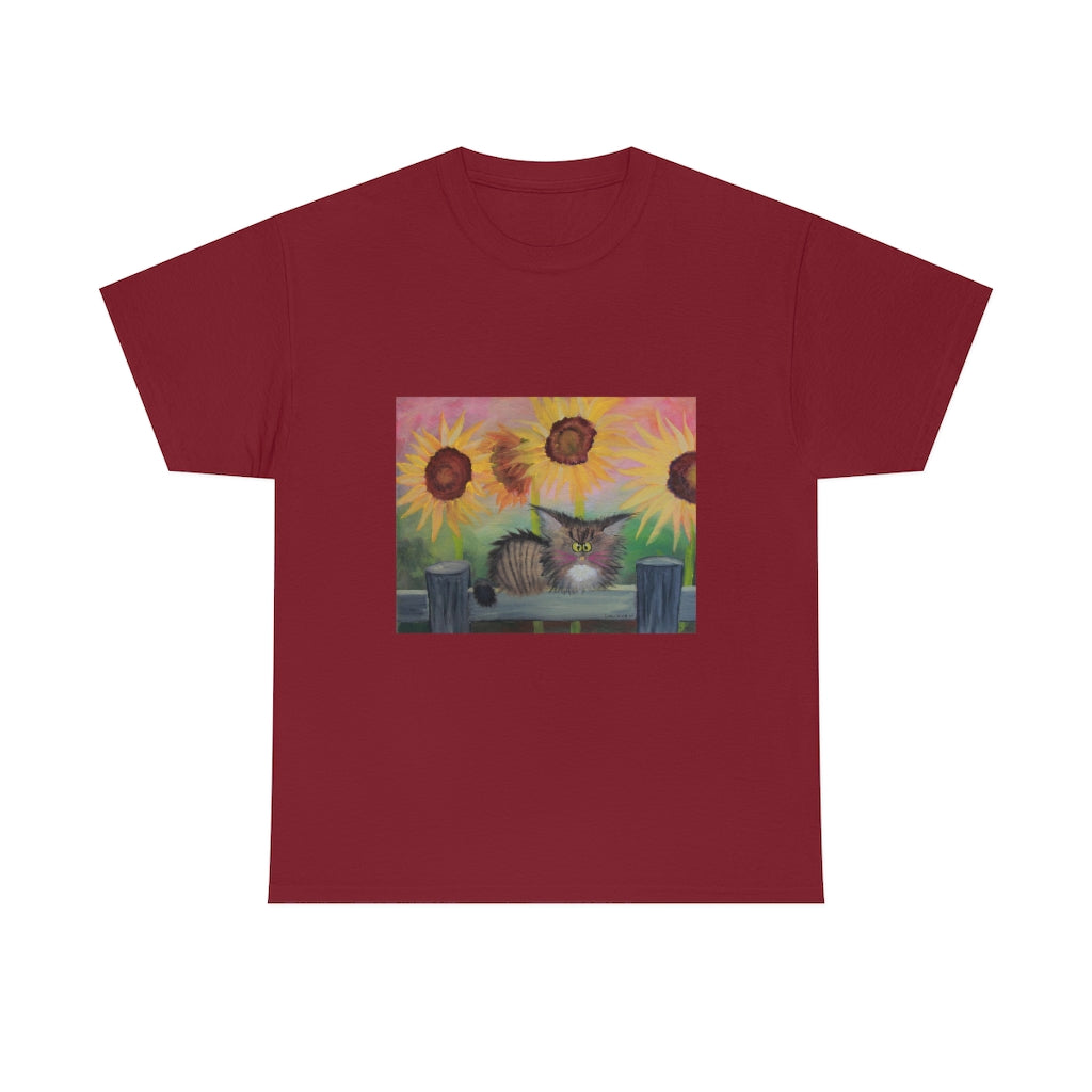 Stella with Sunflowers Cranky Cat T-Shirt! Free Shipping