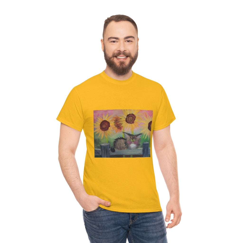 Stella with Sunflowers Cranky Cat T-Shirt! Free Shipping
