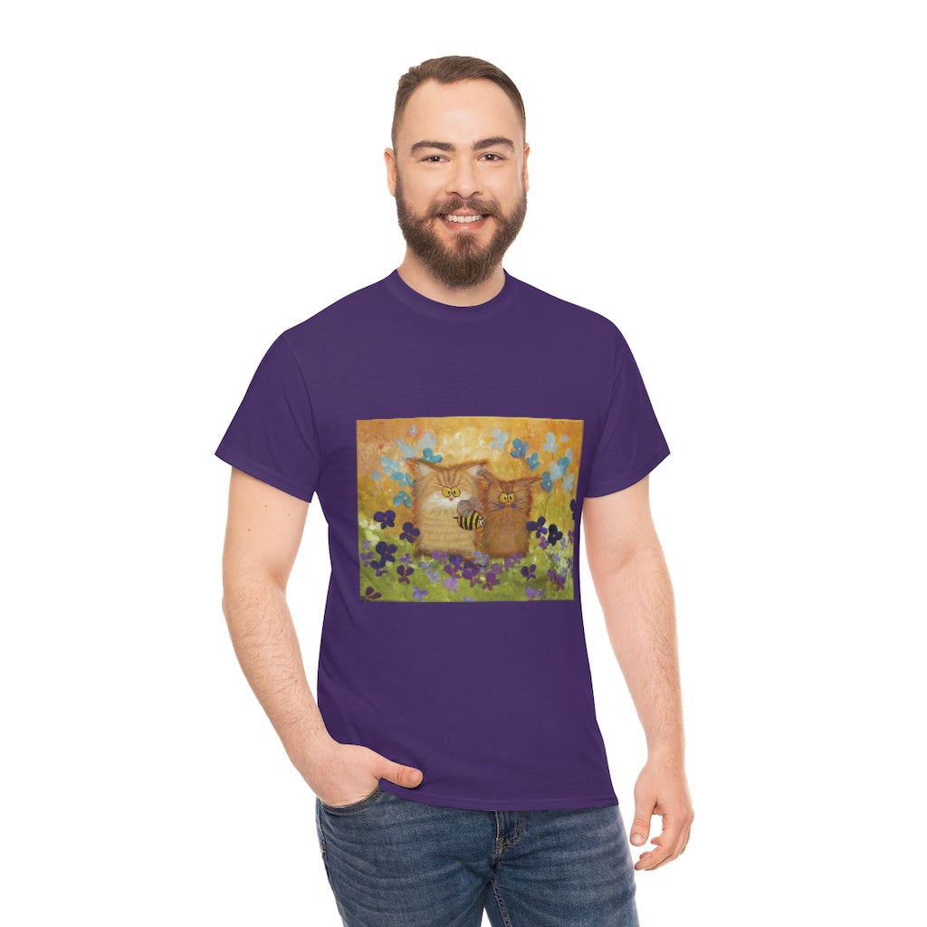 2 Orange Cranky Cats and BEE - T-Shirt! Free Shipping