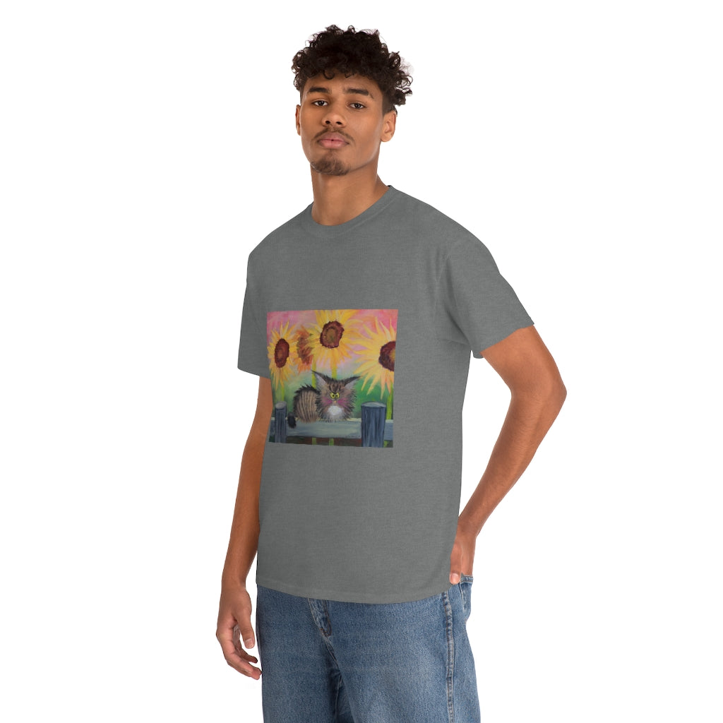 Stella with Sunflowers Cranky Cat T-Shirt! Free Shipping