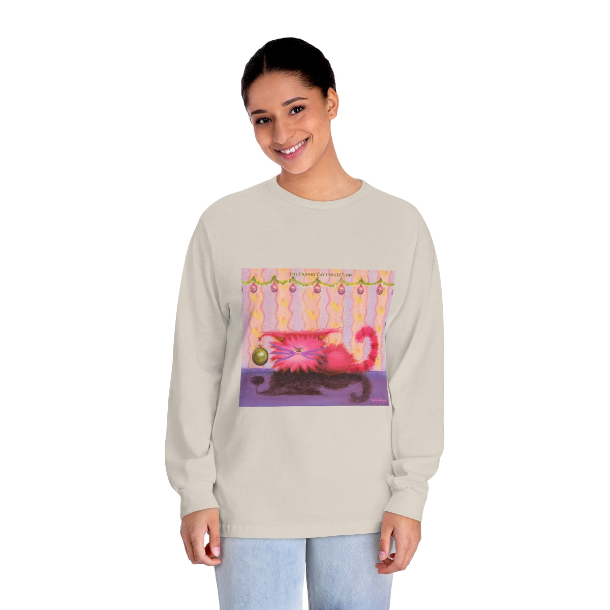 Cranky Cat Winter-Themed Long Sleeve T-Shirt - Free Shipping!