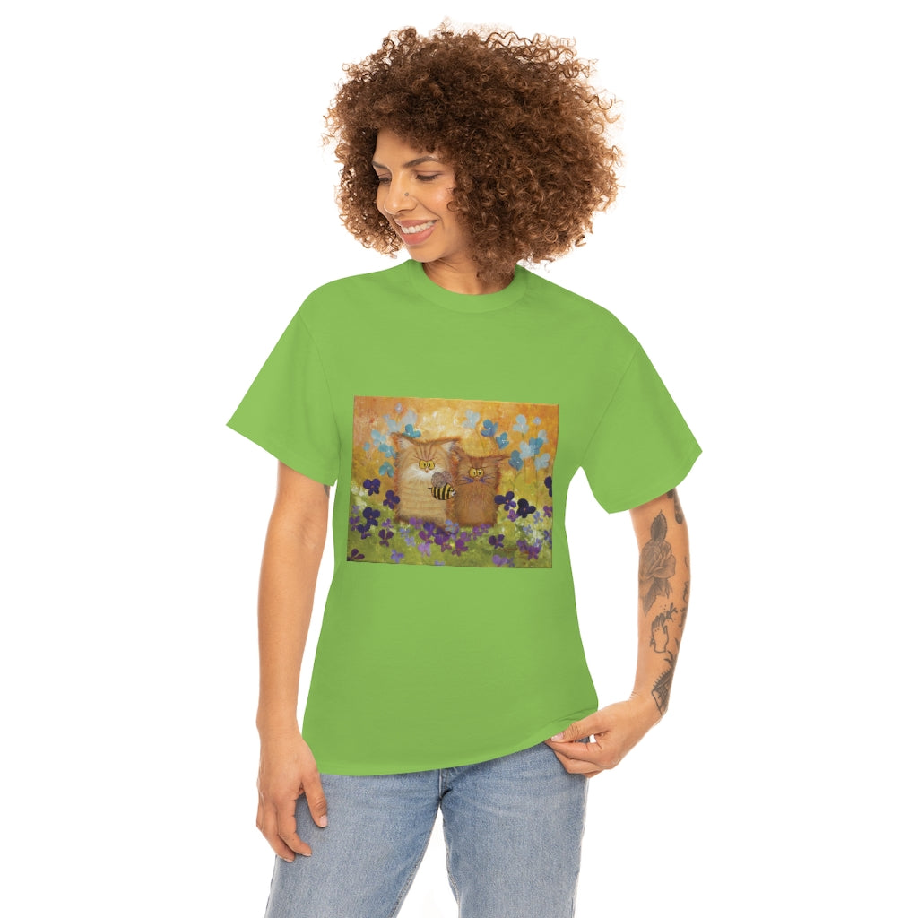2 Orange Cranky Cats and BEE - T-Shirt! Free Shipping