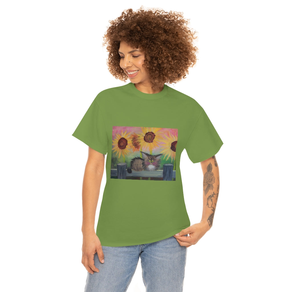 Stella with Sunflowers Cranky Cat T-Shirt!  Free Shipping