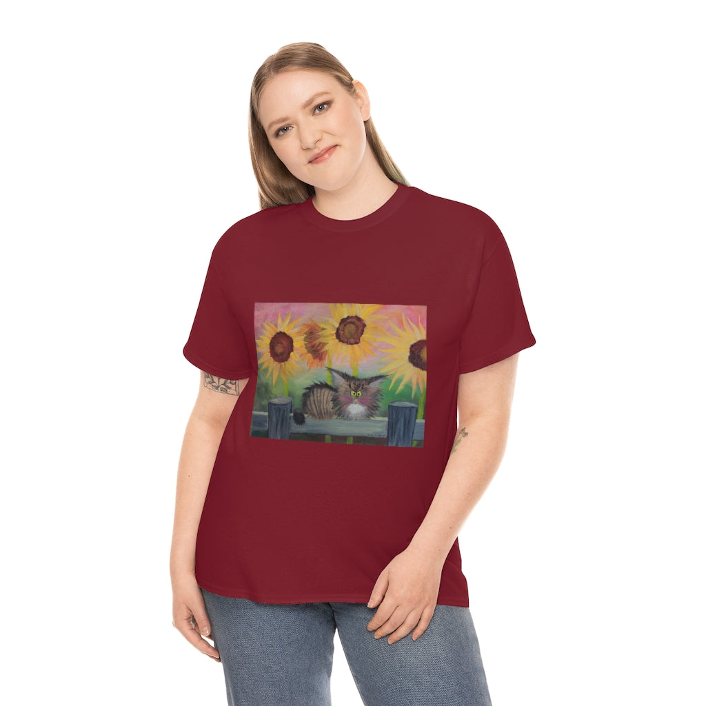 Stella with Sunflowers Cranky Cat T-Shirt! Free Shipping