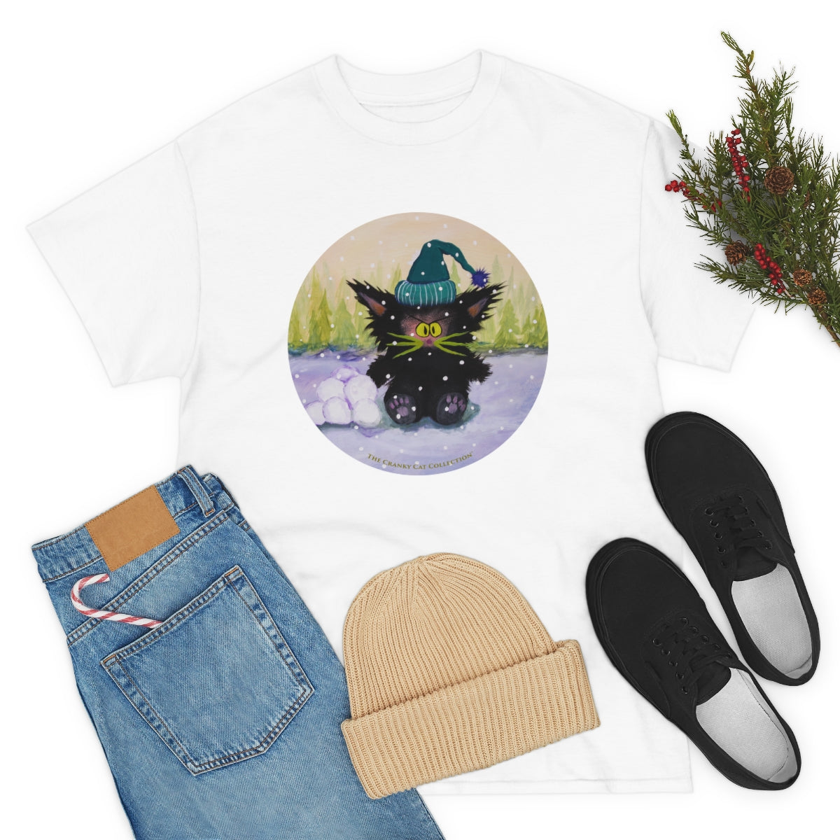 Cranky Cat WInter-Themed T-Shirt -  Free Shipping!