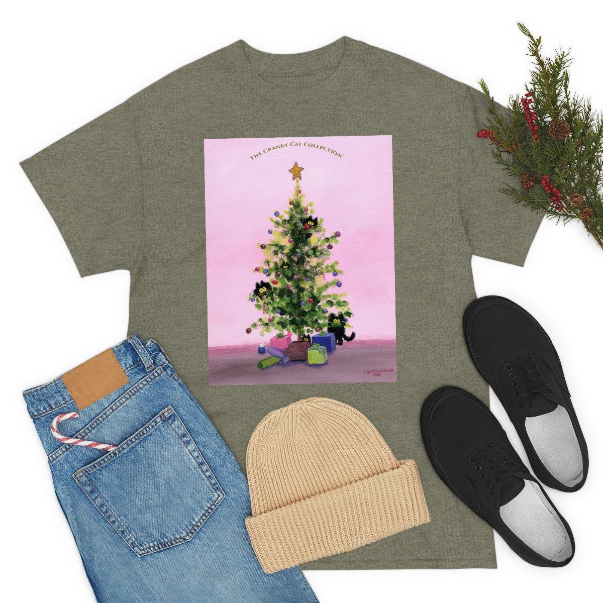 Cranky Cats In Your Christmas Tree - T-Shirt!  Free Shipping