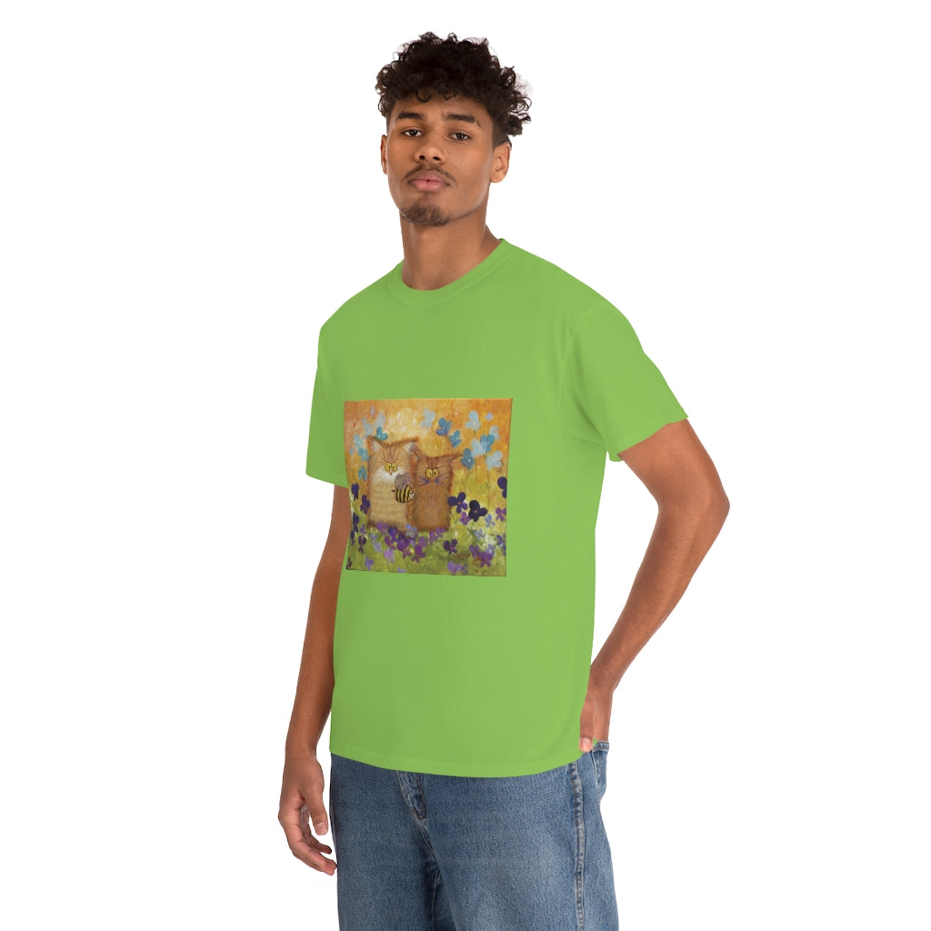 2 Orange Cranky Cats and BEE - T-Shirt! Free Shipping