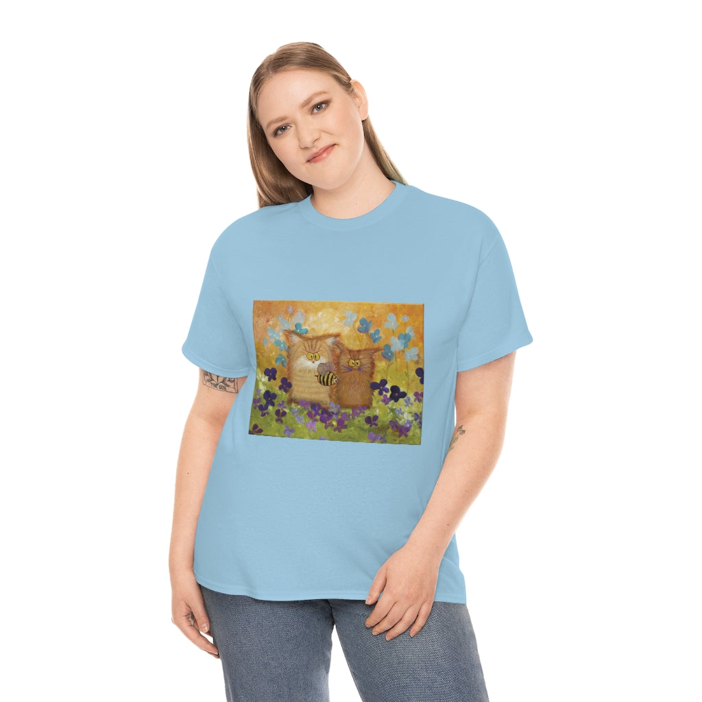 2 Orange Cranky Cats and BEE - T-Shirt! Free Shipping