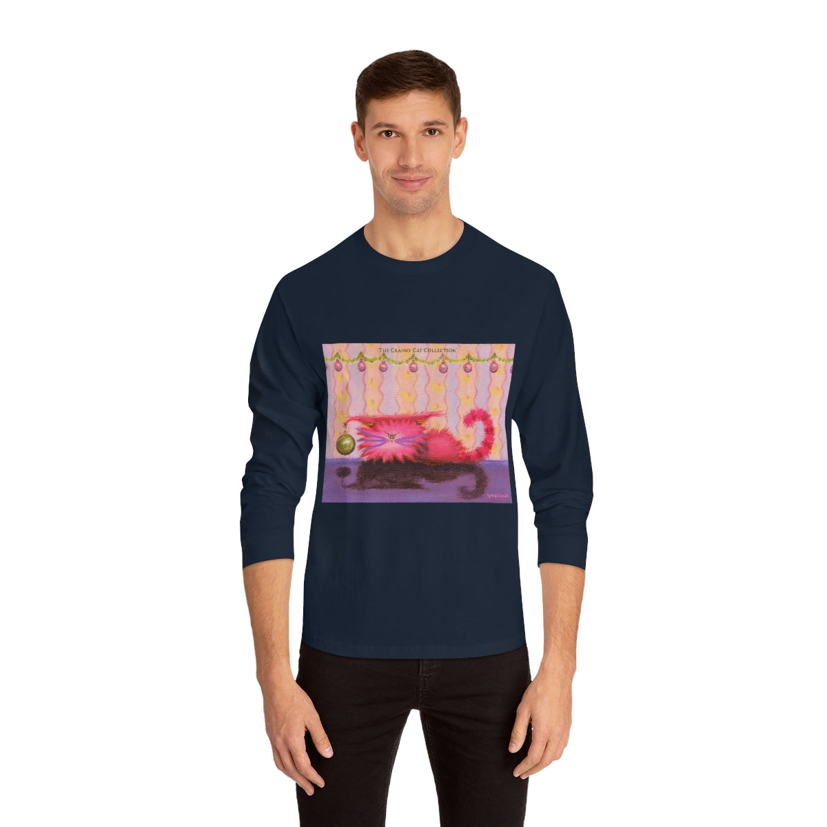 Cranky Cat Winter-Themed Long Sleeve T-Shirt - Free Shipping!