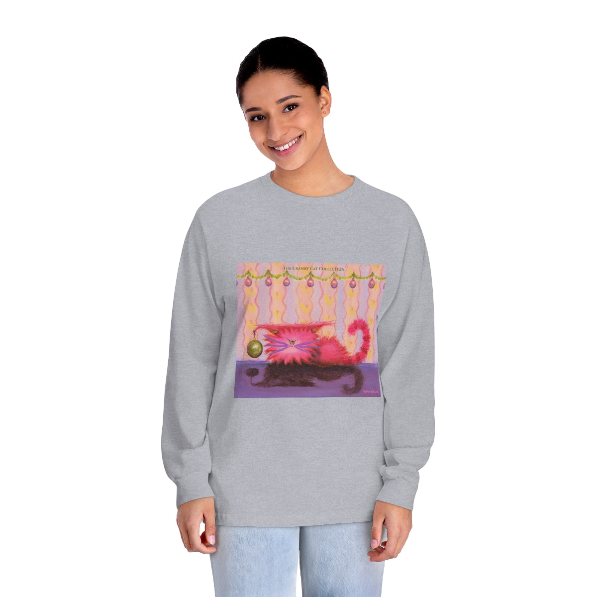 Cranky Cat Winter-Themed Long Sleeve T-Shirt - Free Shipping!