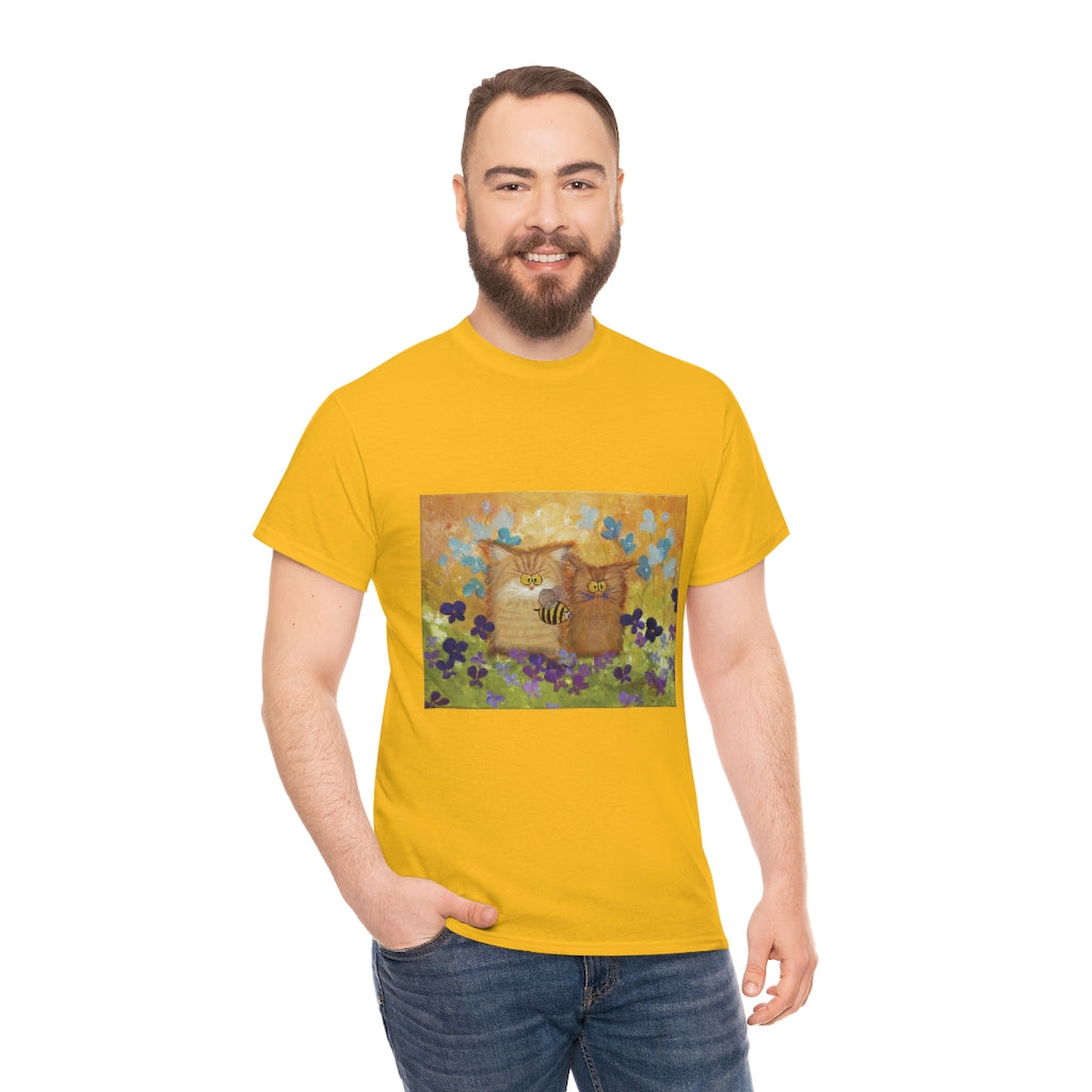 2 Orange Cranky Cats and BEE - T-Shirt! Free Shipping