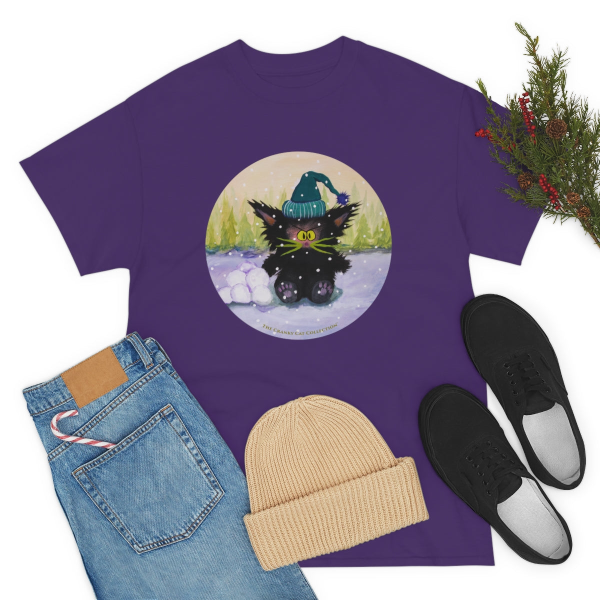 Cranky Cat WInter-Themed T-Shirt -  Free Shipping!