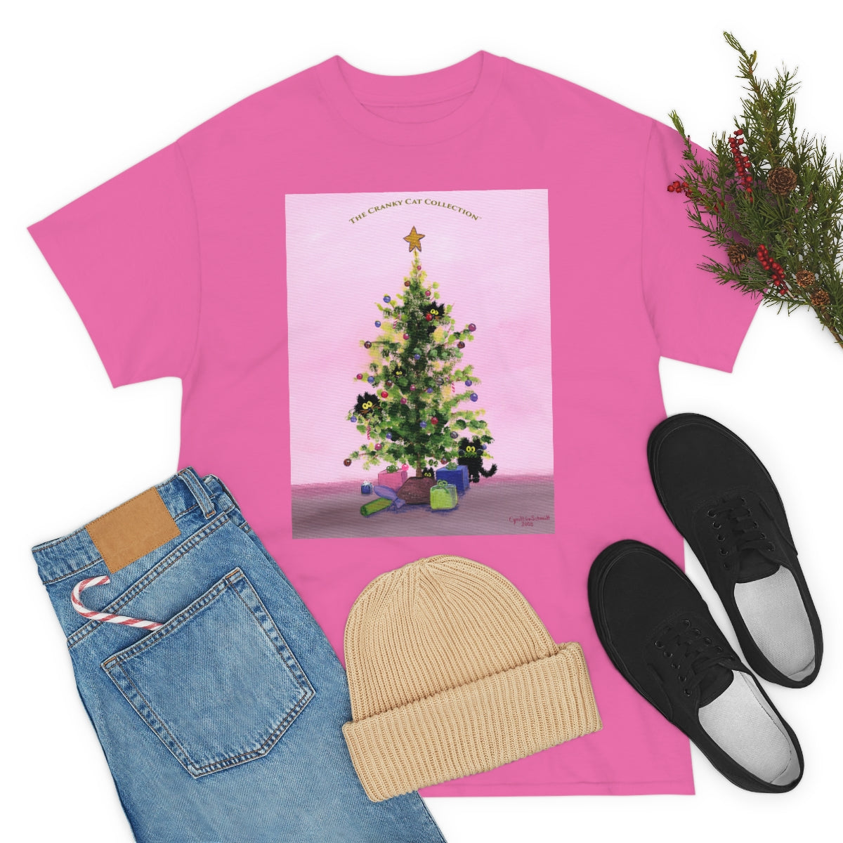 Cranky Cats In Your Christmas Tree - T-Shirt! Free Shipping