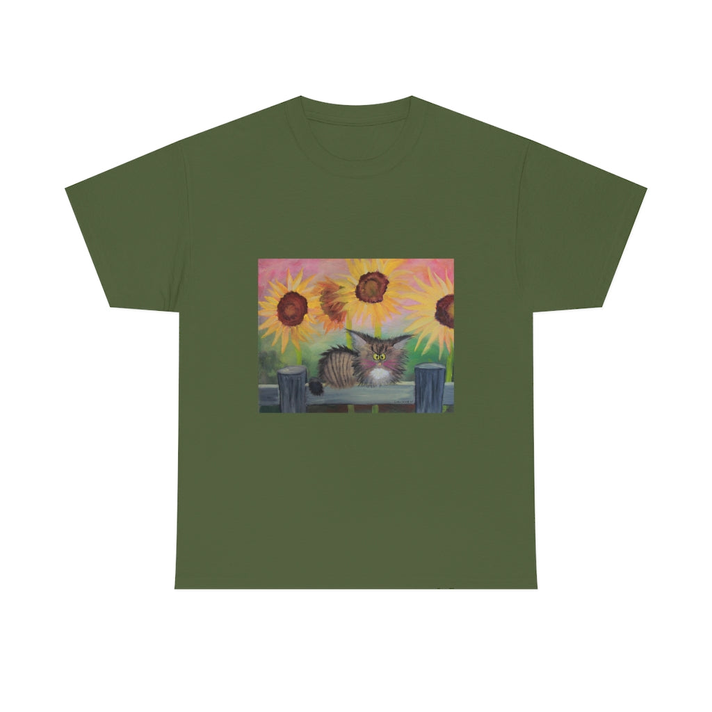 Stella with Sunflowers Cranky Cat T-Shirt! Free Shipping