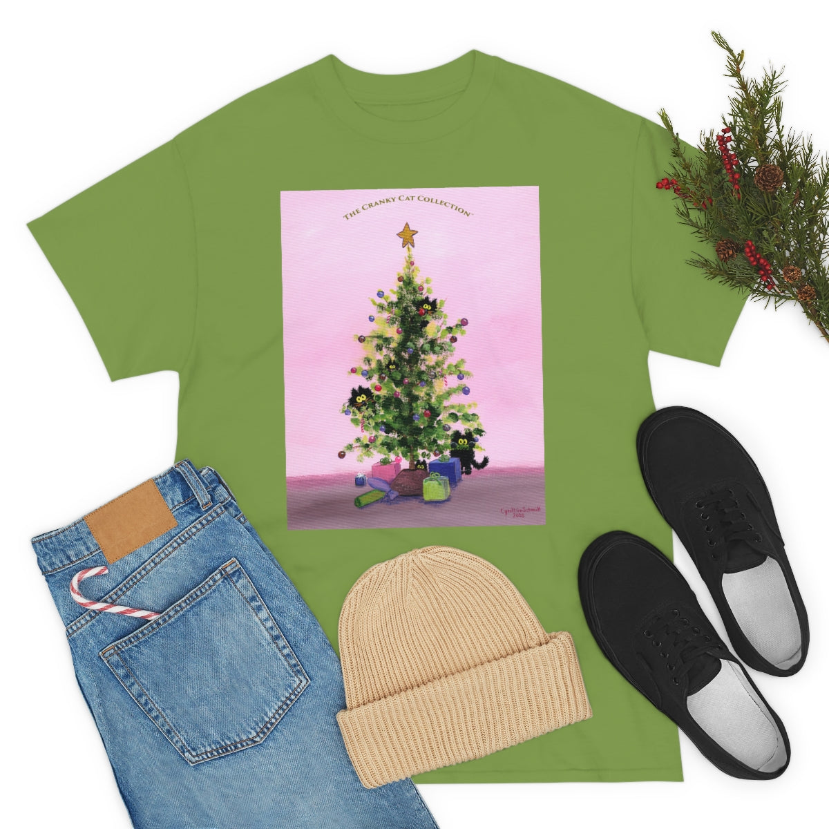 Cranky Cats In Your Christmas Tree - T-Shirt!  Free Shipping