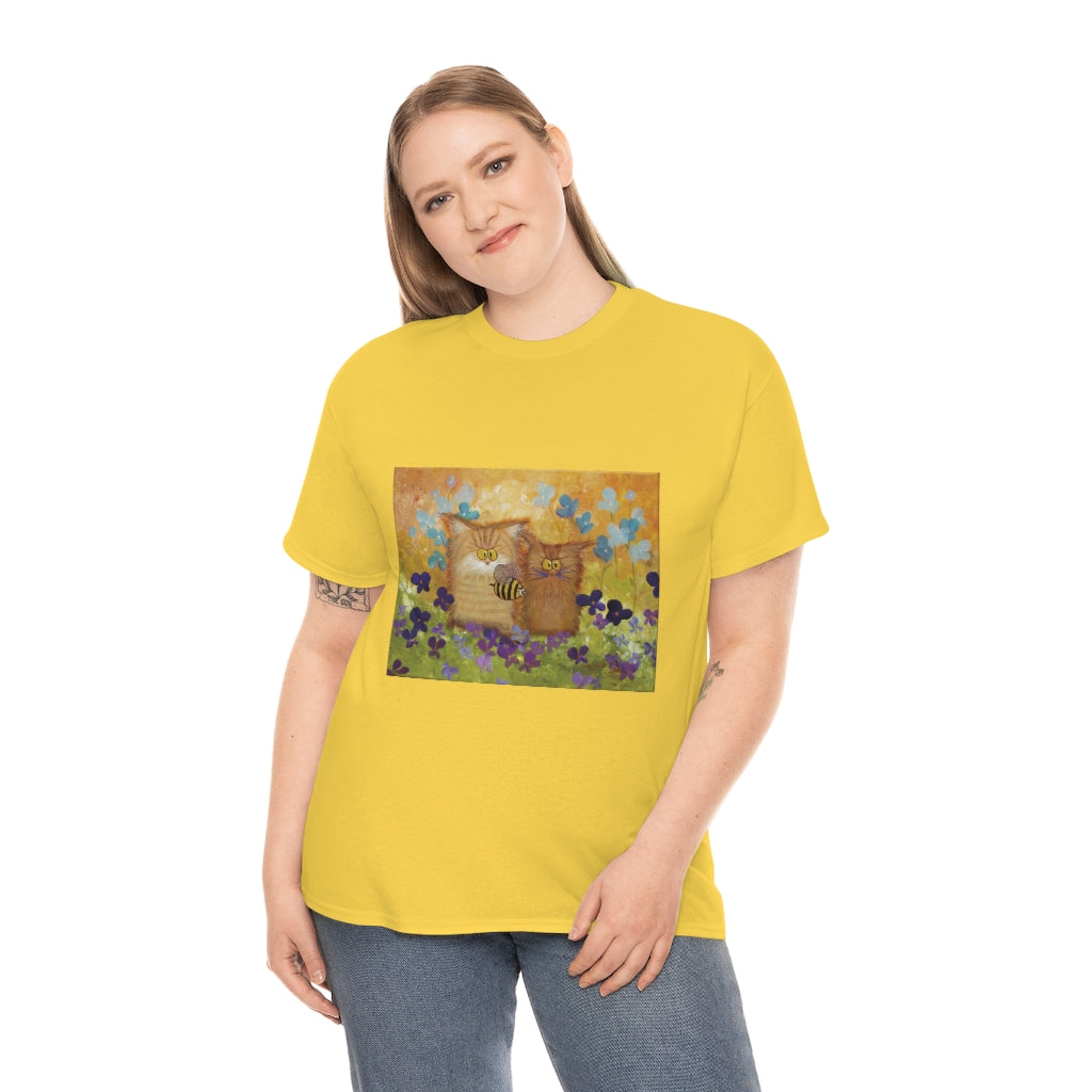 2 Orange Cranky Cats and BEE - T-Shirt! Free Shipping