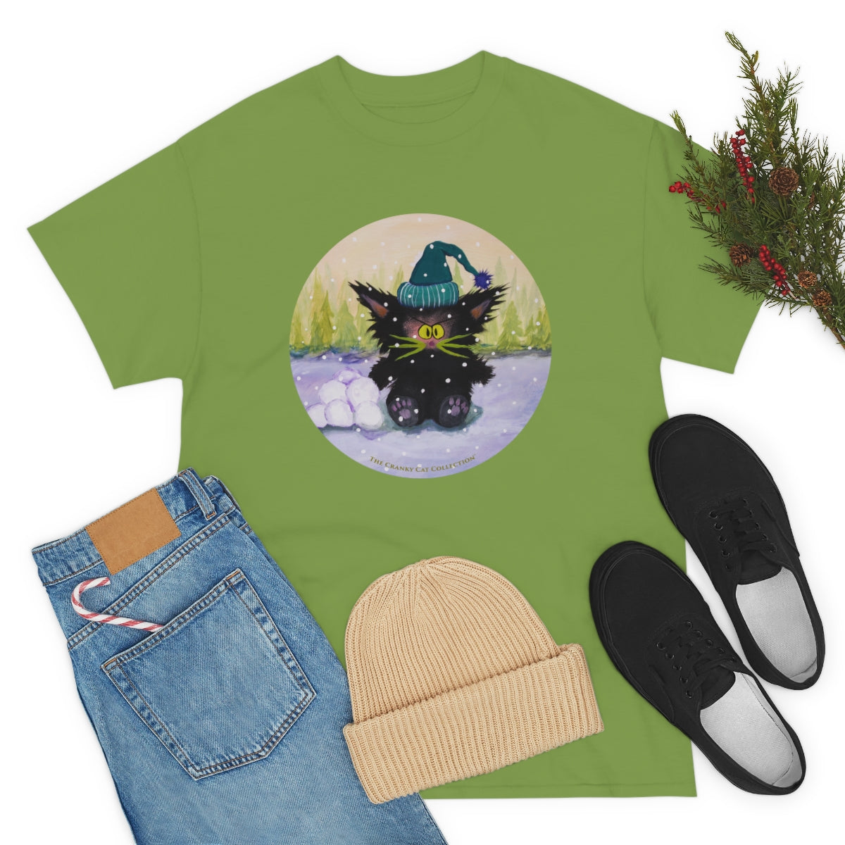 Cranky Cat WInter-Themed T-Shirt - Free Shipping!
